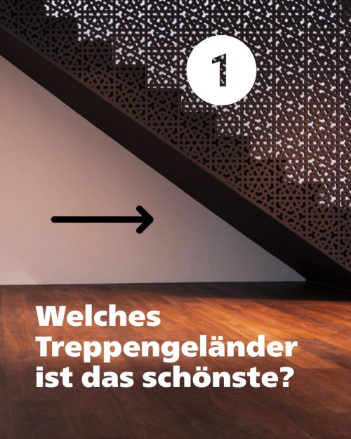 Vier Treppengeländer. Vier völlig unterschiedliche Wirkungen. Treppengeländer werden bei der Gestaltung schnell zur Nebe...